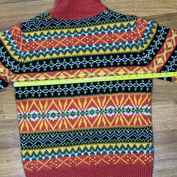 Y2K Vintg  Chunky Turtleneck Sweater Holiday Multicolor Rainbow Stripe Geometric - Picture 8 of 9
